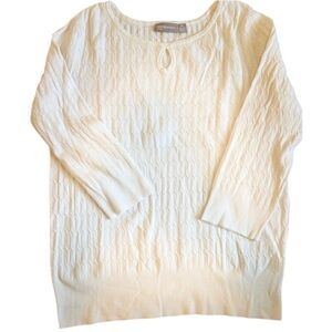 Croft & Barrow Women's Sweater Ivory Round Neck Cable Knit